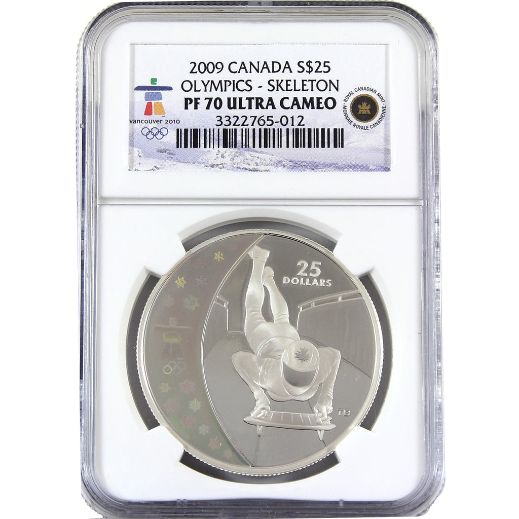 2009 Canada $25 Olympics - Skeleton Sterling Silver NGC Certified PF70 Ultra Cameo