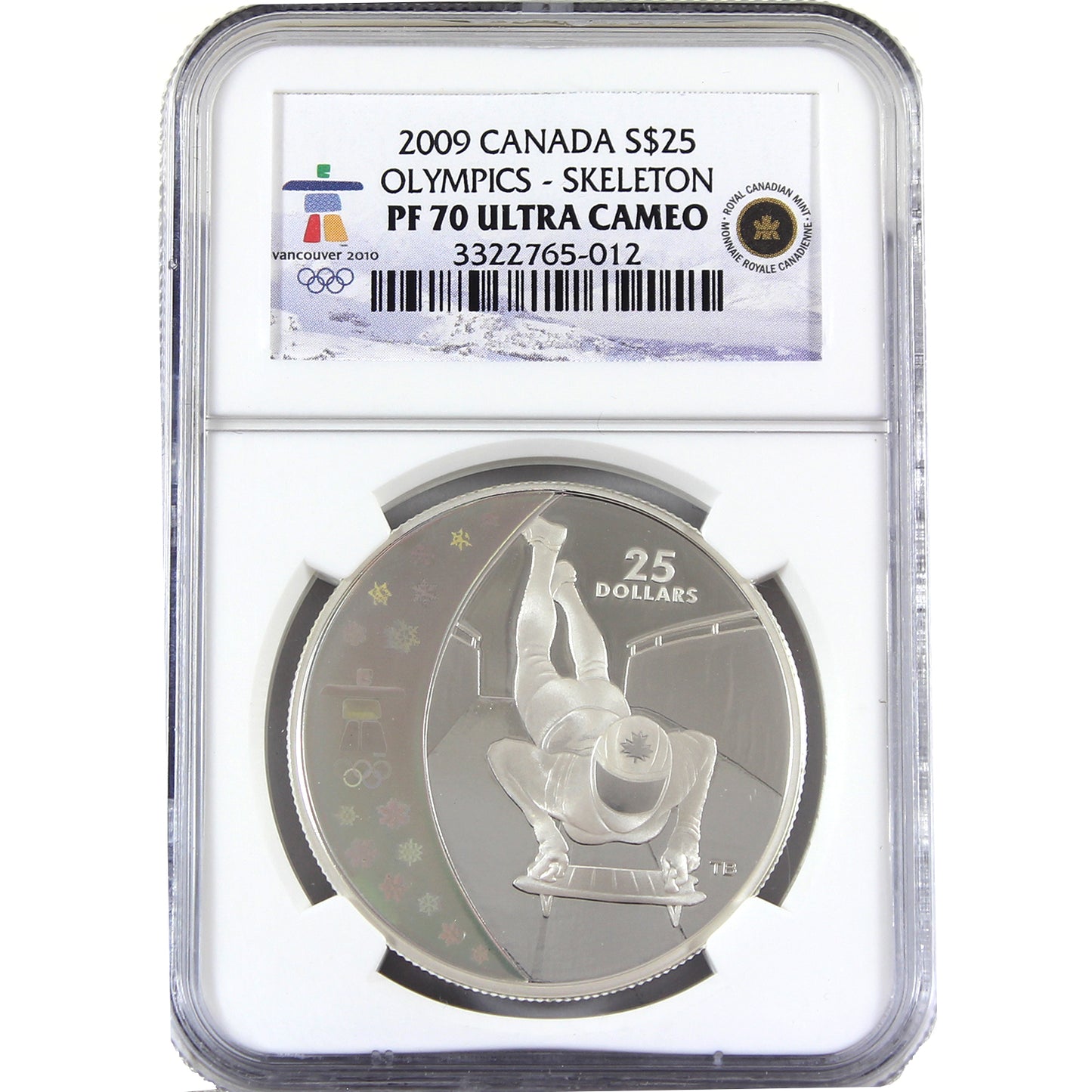 2009 Canada $25 Olympics - Skeleton Sterling Silver NGC Certified PF70 Ultra Cameo