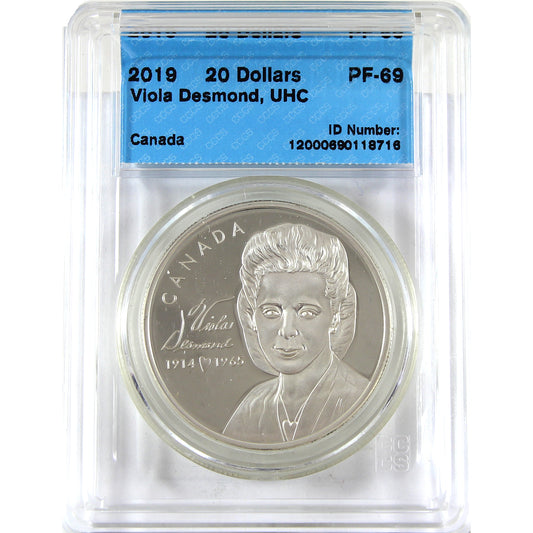 2019 Canada $20 Viola Desmond Fine Silver CCCS Certified PF69 UHC