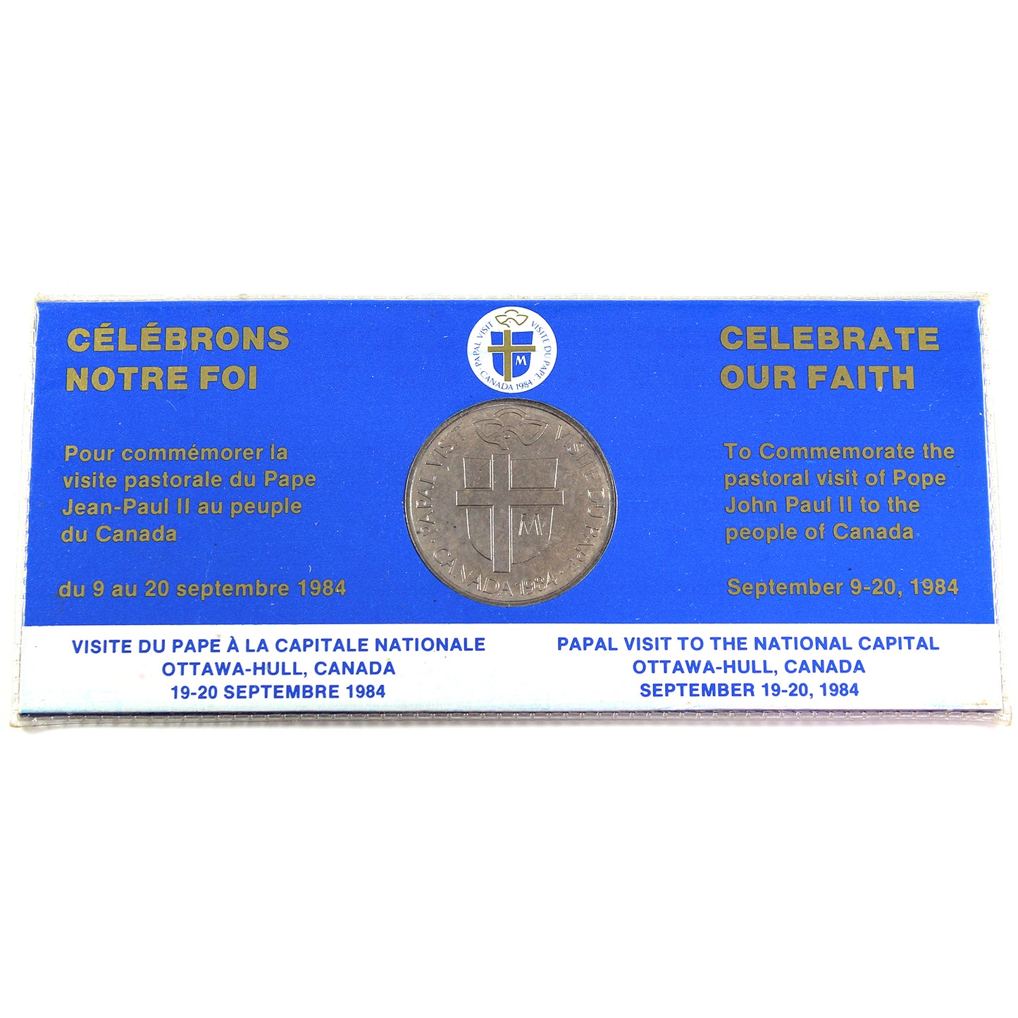 1984 Pope John Paul II Papal Visit to the National Capital Ottawa-Hull Medallion in Holder