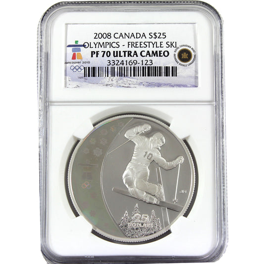 2008 Canada $25 Olympic Freestyle Skiing NGC Certified PF70 Ultra Cameo