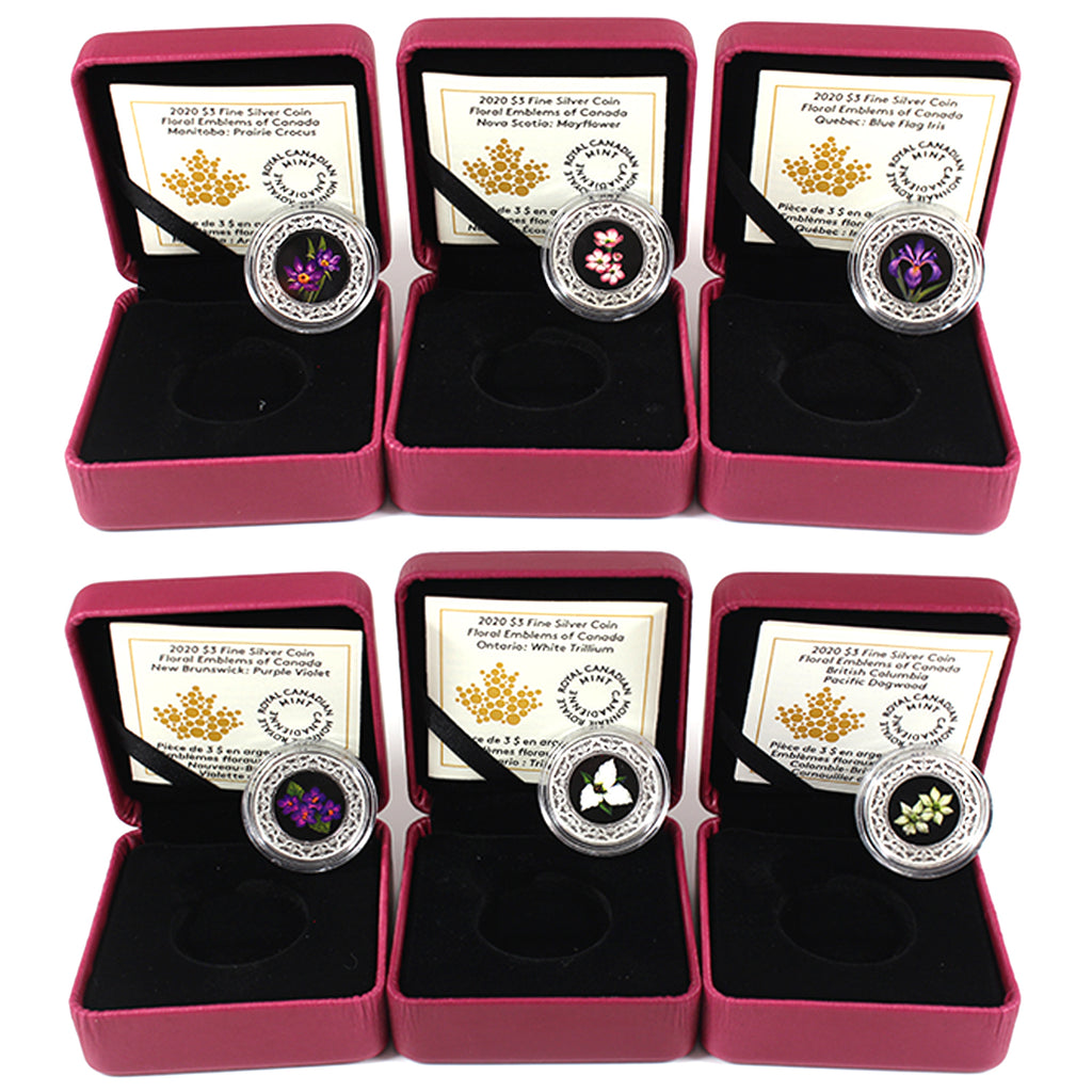 Lot of 6x 2020 Floral Emblems of Canada 1/4 oz Fine Silver Coins (No Tax) missing sleeves