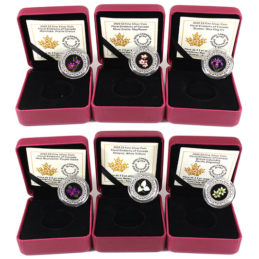 Lot of 6x 2020 Floral Emblems of Canada 1/4 oz Fine Silver Coins (No Tax) missing sleeves