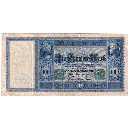 Germany 1910 100 Marks, Pick #43, Green Seal, VF (tears)