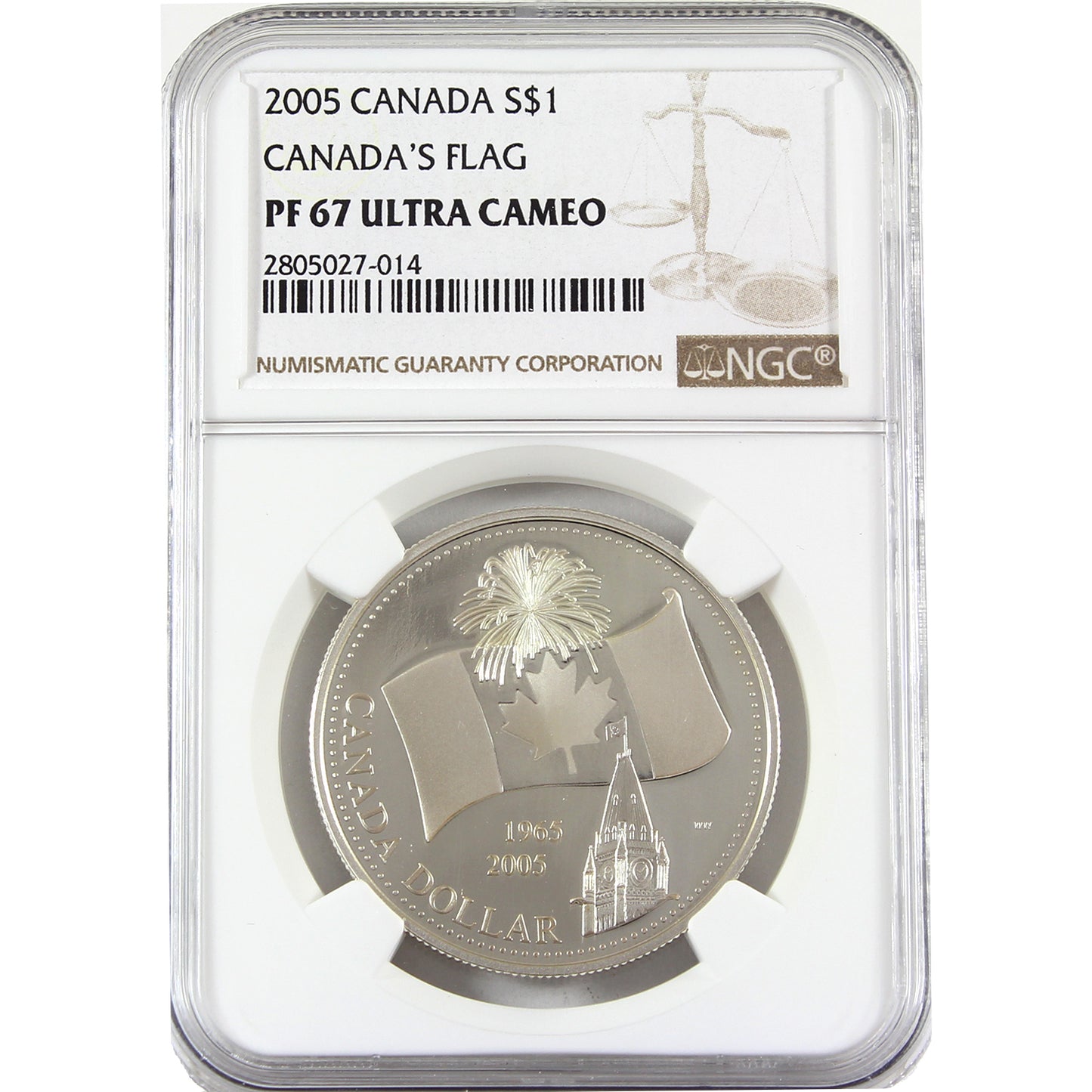 2005 Canada 40th Anniversary of the National Flag NGC Certified PF67 Ultra Cameo (No Tax)
