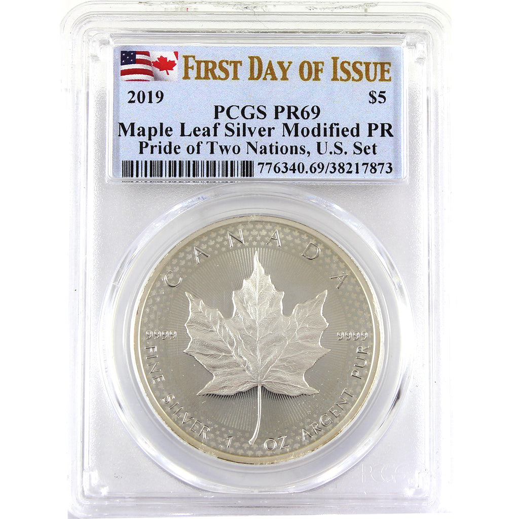 2019 Canada $5 Pride of Two Nations Maple Leaf PCGS Certified PR69 (No Tax) First Day
