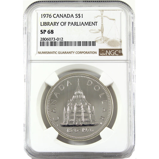 1976 Canada 100th Ann. Library of Parliament Specimen Silver Dollar NGC Certified SP68