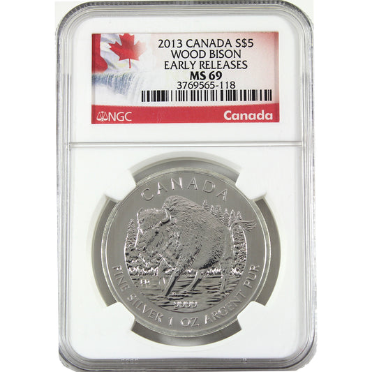 2013 Canada $5 Wood Bison NGC Certified MS69 Early Releases (No Tax)