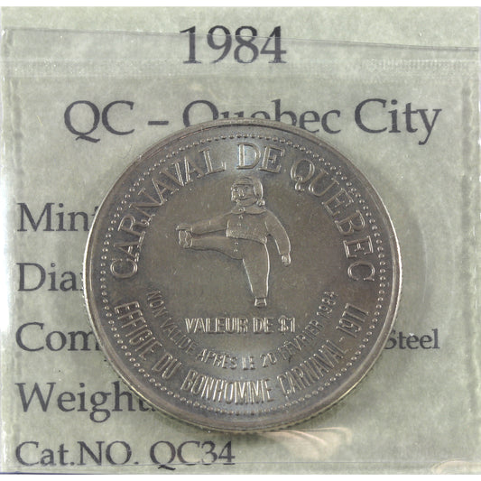 1984 Dollar de Carnaval de Quebec $2 Trade Token: Grand Theatre