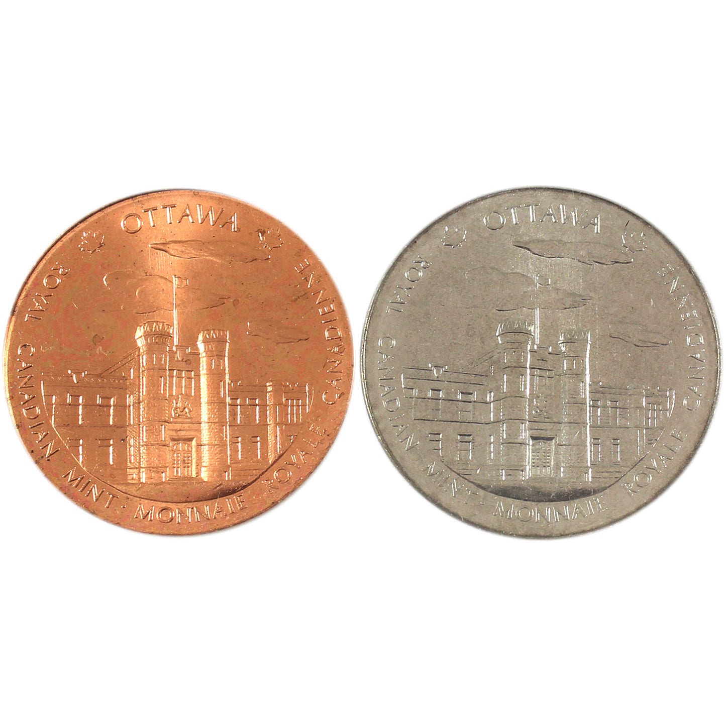 Pair of Royal Canadian Mint Ottawa & Winnipeg Copper and Nickel Medallions, 2pcs