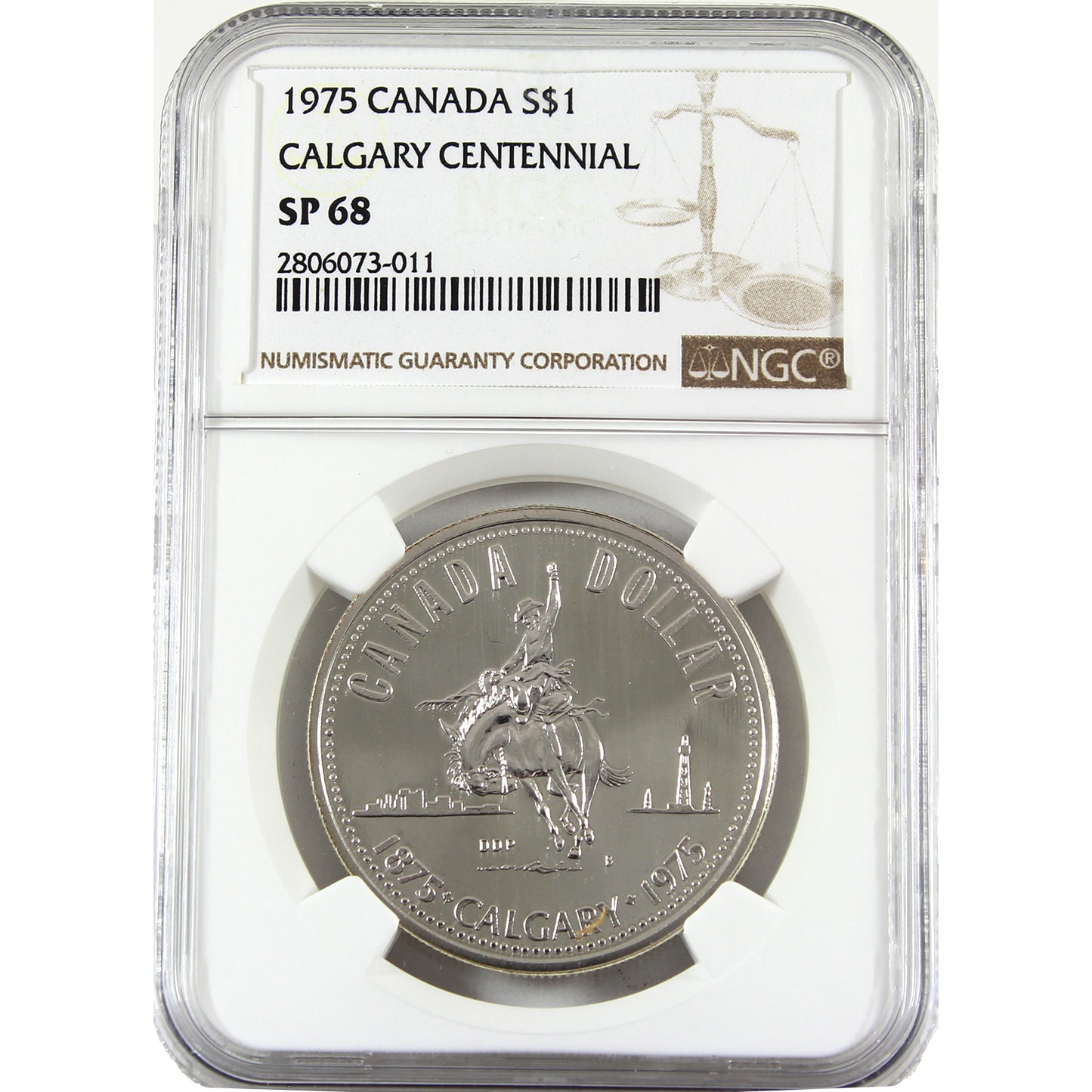 1975 Canada Calgary's Centennial Specimen Silver Dollar NGC Certified SP68