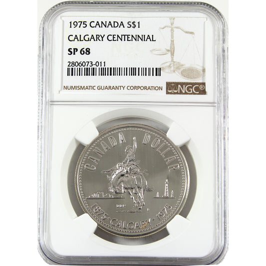1975 Canada Calgary's Centennial Specimen Silver Dollar NGC Certified SP68