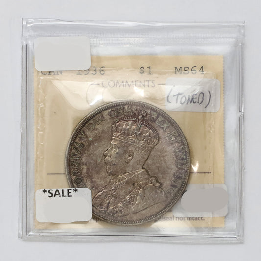 1936 Canada Dollar ICCS Certified MS64 (Toned)