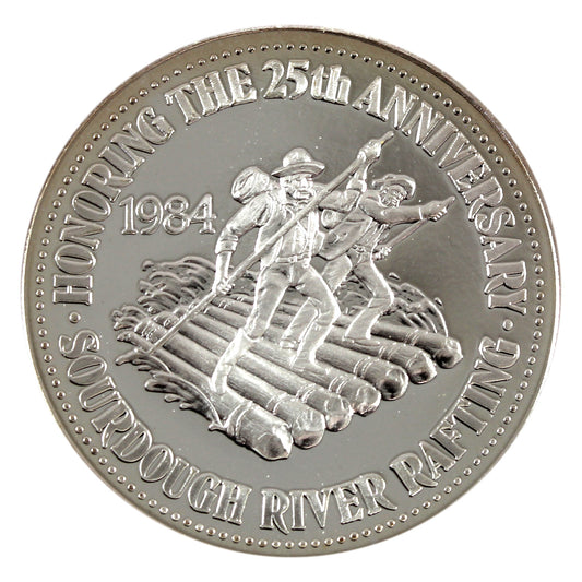 1984 Edmonton, AB, Sourdough Rafting .999 Silver Proof Klondike $1 Token (No Tax)