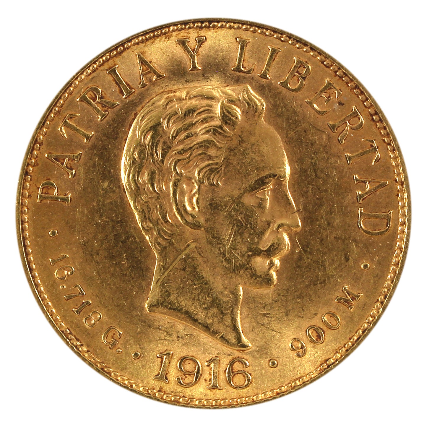 Cuba 1916 Gold 10 Pesos AU-UNC (AU55) mark