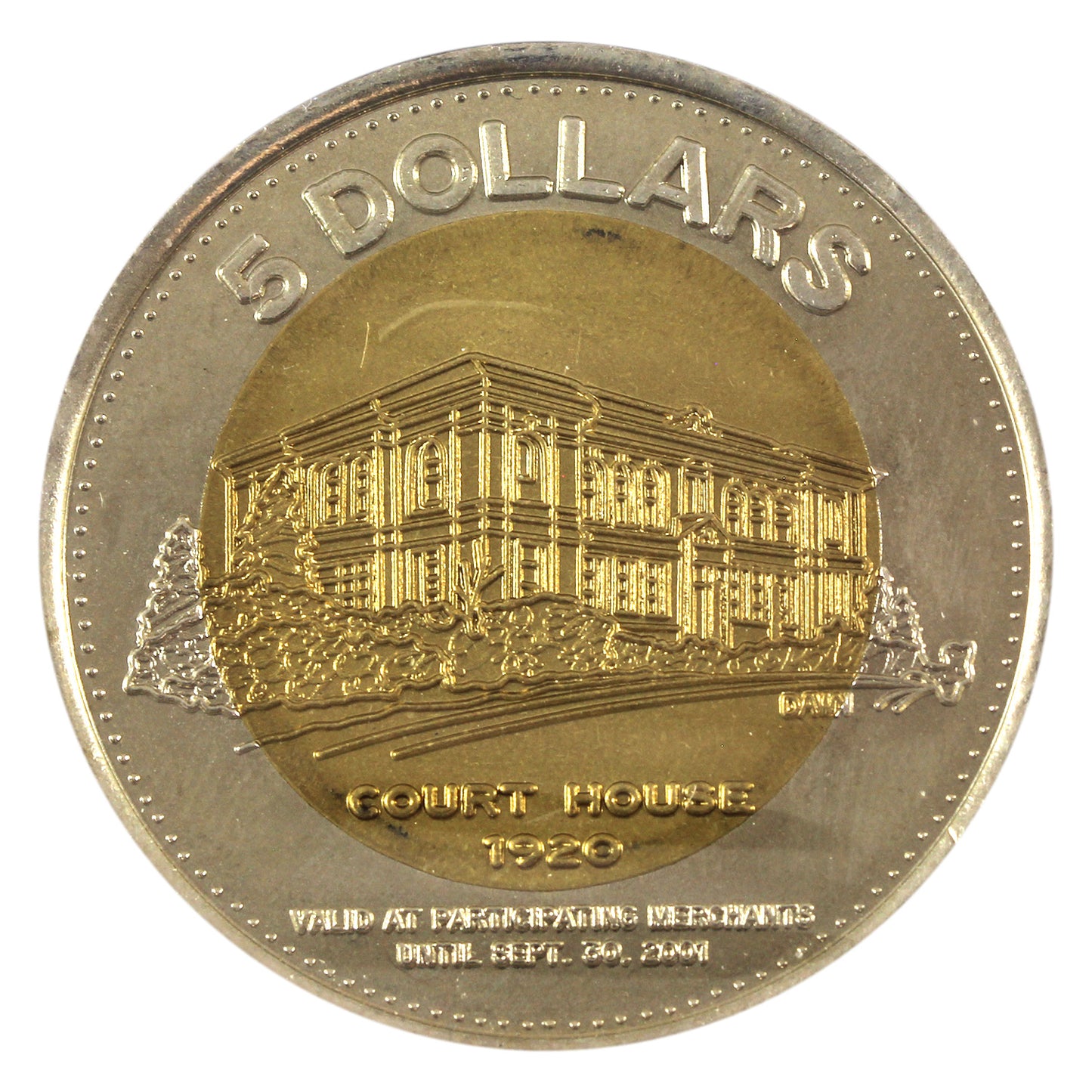 2001 Kerrobert, SK, Bi-Metallic 5 Dollar Trade Token