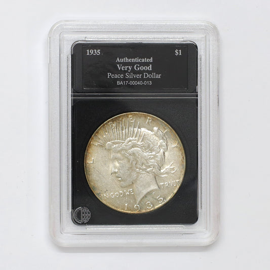 1935 USA Peace Dollar in Slab, Very Good (VG8)