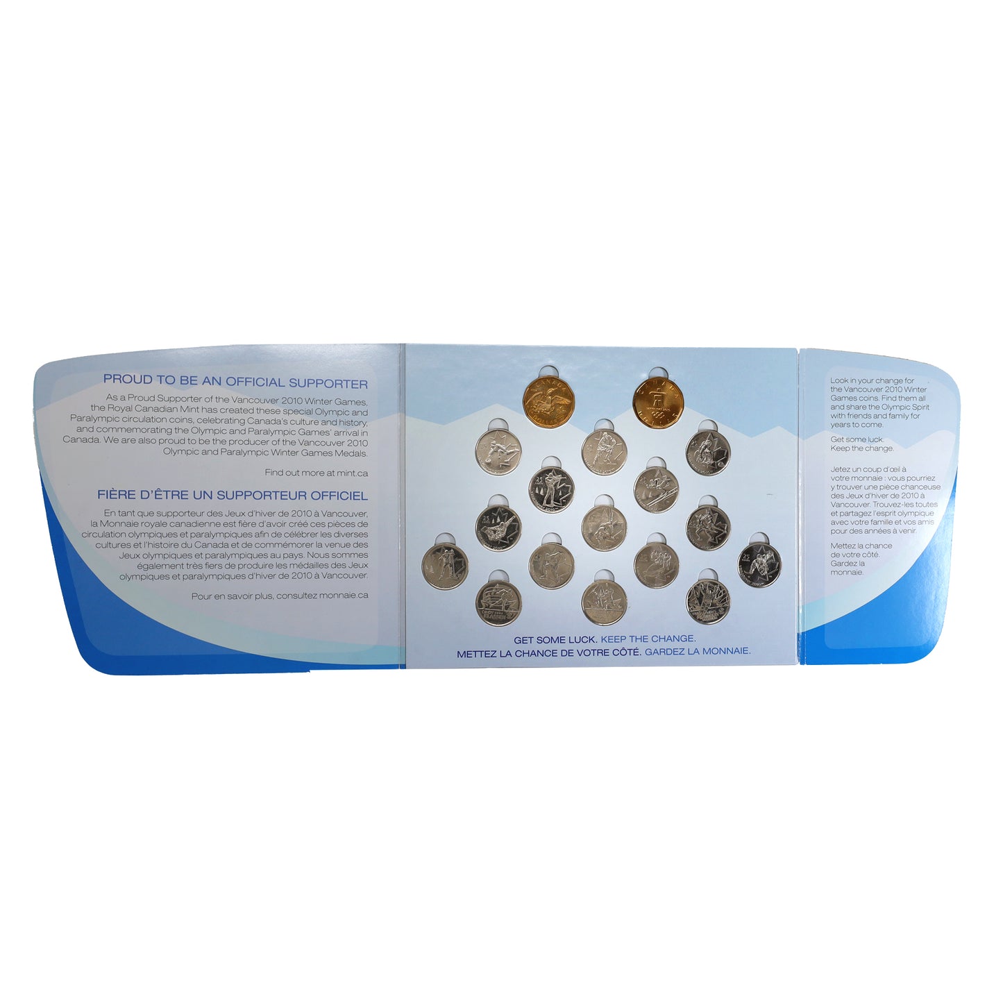 2007-2010 Vancouver Olympics Uncoloured 17-Coin Set in RCM Collector Board (light wear)