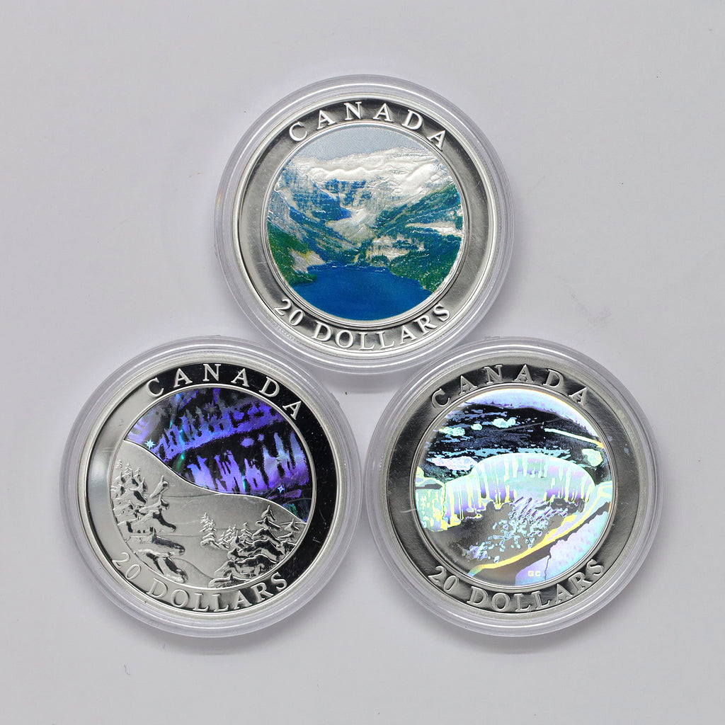 Lot of 3x 2003-2004 Canada $20 Natural Wonders Silver, 3pcs (No Tax) Coins Only, Issues
