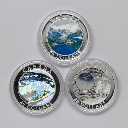 Lot of 3x 2003-2004 Canada $20 Natural Wonders Silver, 3pcs (No Tax) Coins Only, Issues