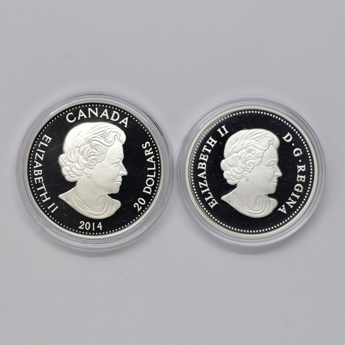 Pair of 2014 Canada $20 Colourized RCM Fine Silver, 2pcs (No Tax) Coins Only, Issues