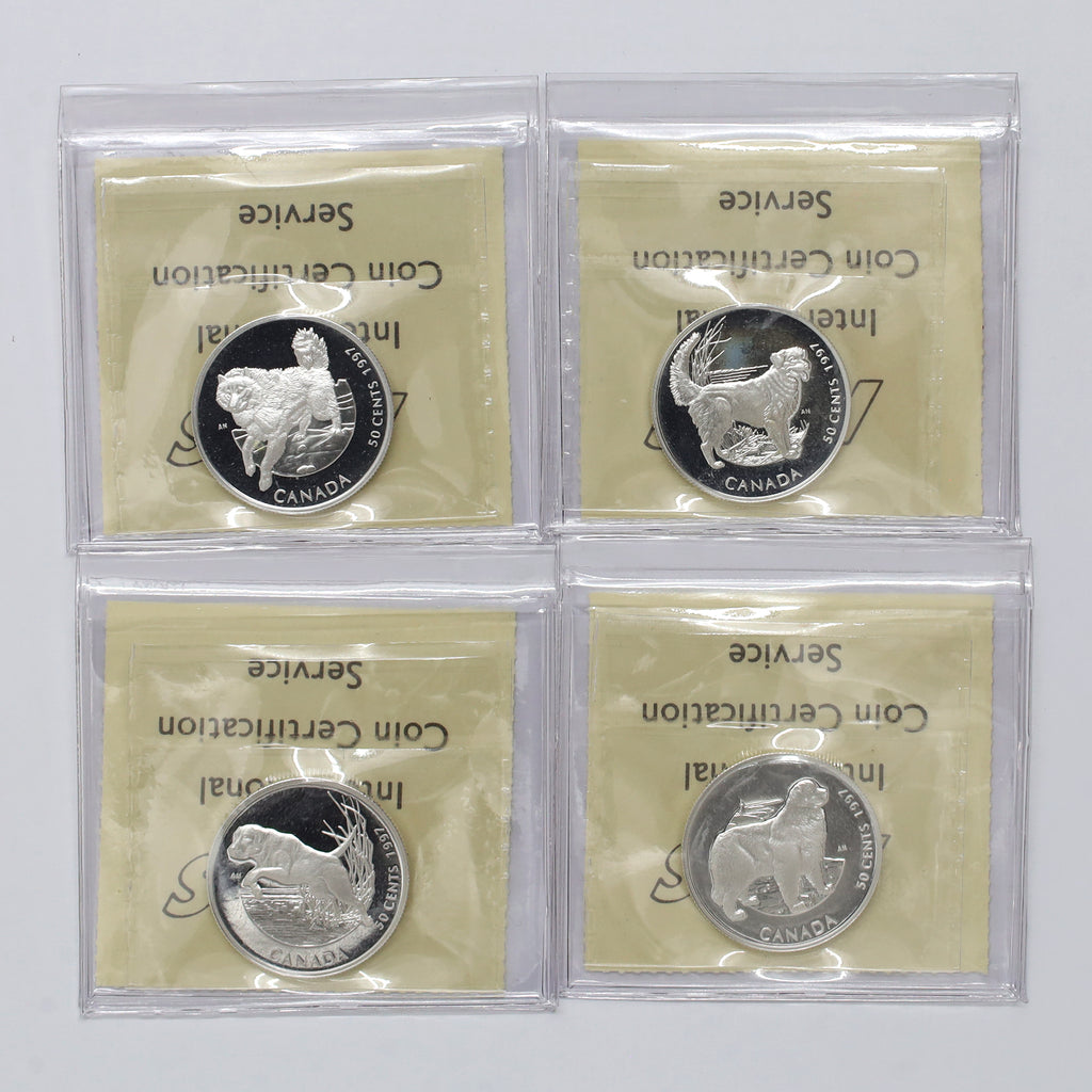 1997 50-cent Dogs of Canada 4-coin .925 Silver Set ICCS Certified PF67 UHC