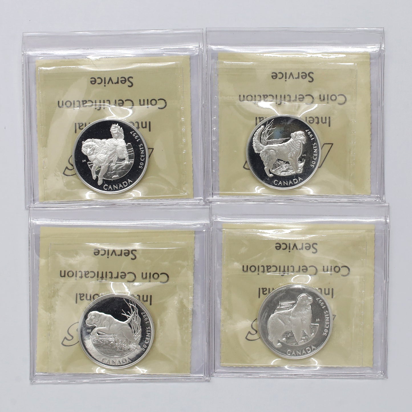 1997 50-cent Dogs of Canada 4-coin .925 Silver Set ICCS Certified PF67 UHC
