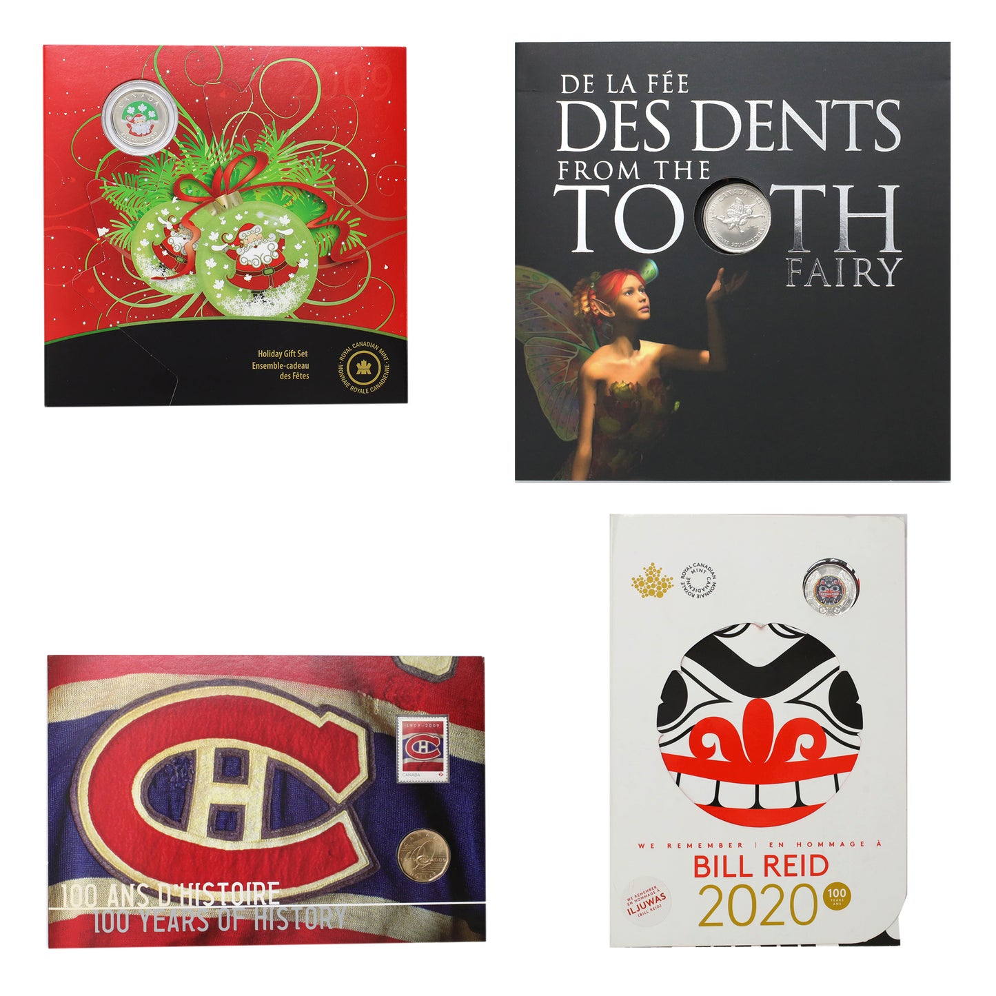 Lot of 4x 2009-2020 RCM Coin Gift Sets, 4pcs (minor issues)