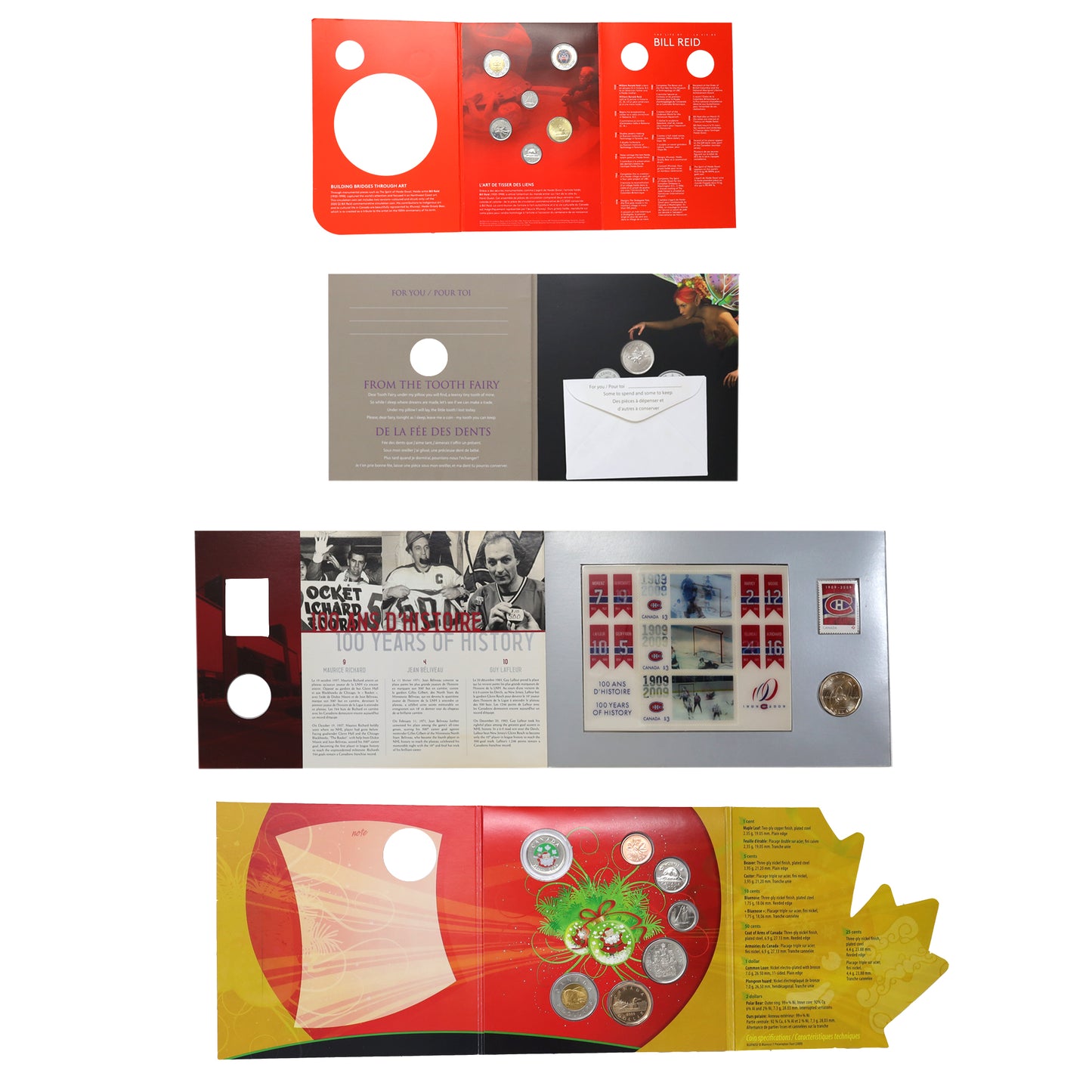 Lot of 4x 2009-2020 RCM Coin Gift Sets, 4pcs (minor issues)