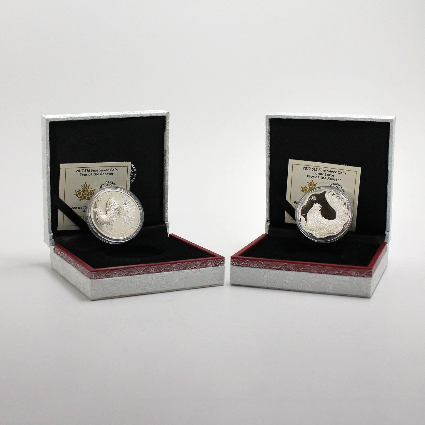 Pair of 2017 Canada $15 Year of the Rooster Fine Silver Coins, 2pcs (No Tax) Issues