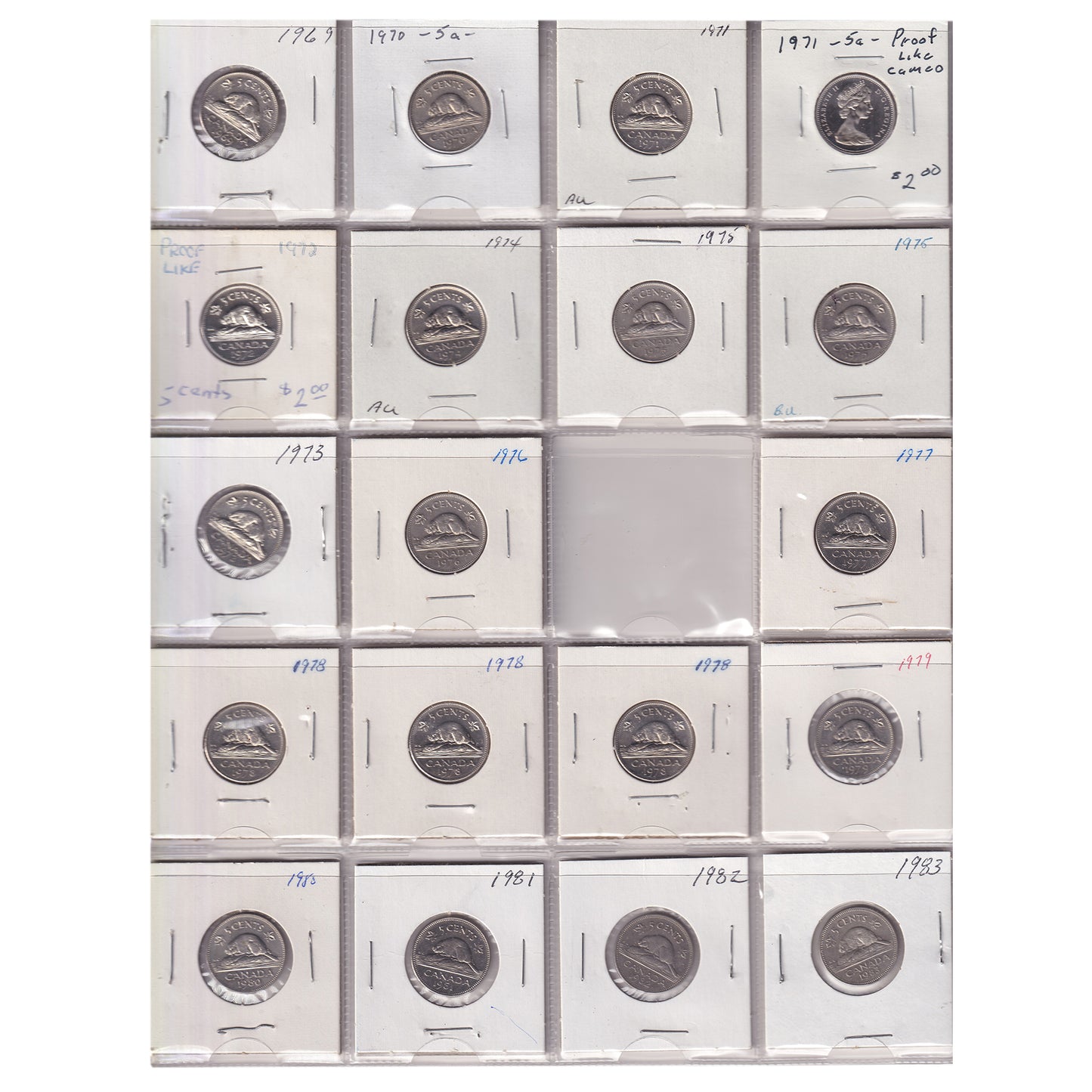 Estate Lot of 187x 1894-2012 Canada 1-cent & 5-cents in Canada Coin Album