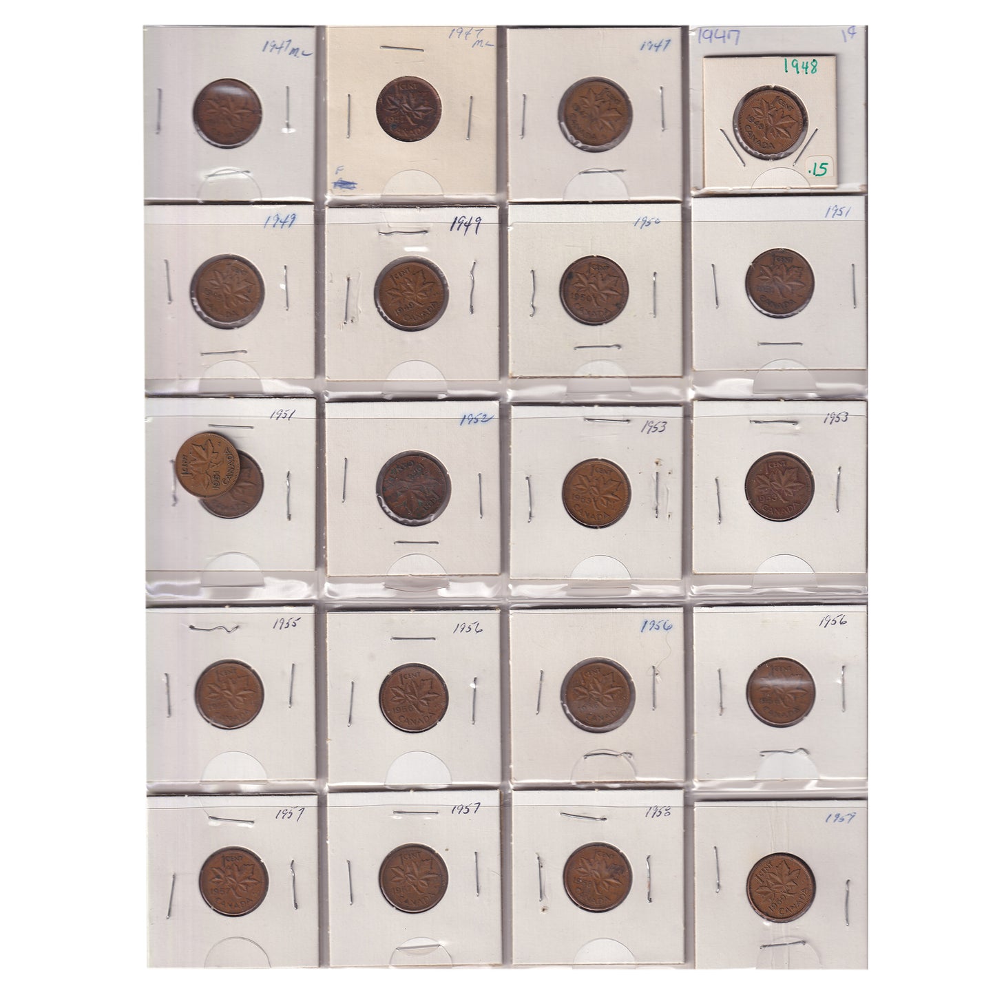 Estate Lot of 187x 1894-2012 Canada 1-cent & 5-cents in Canada Coin Album