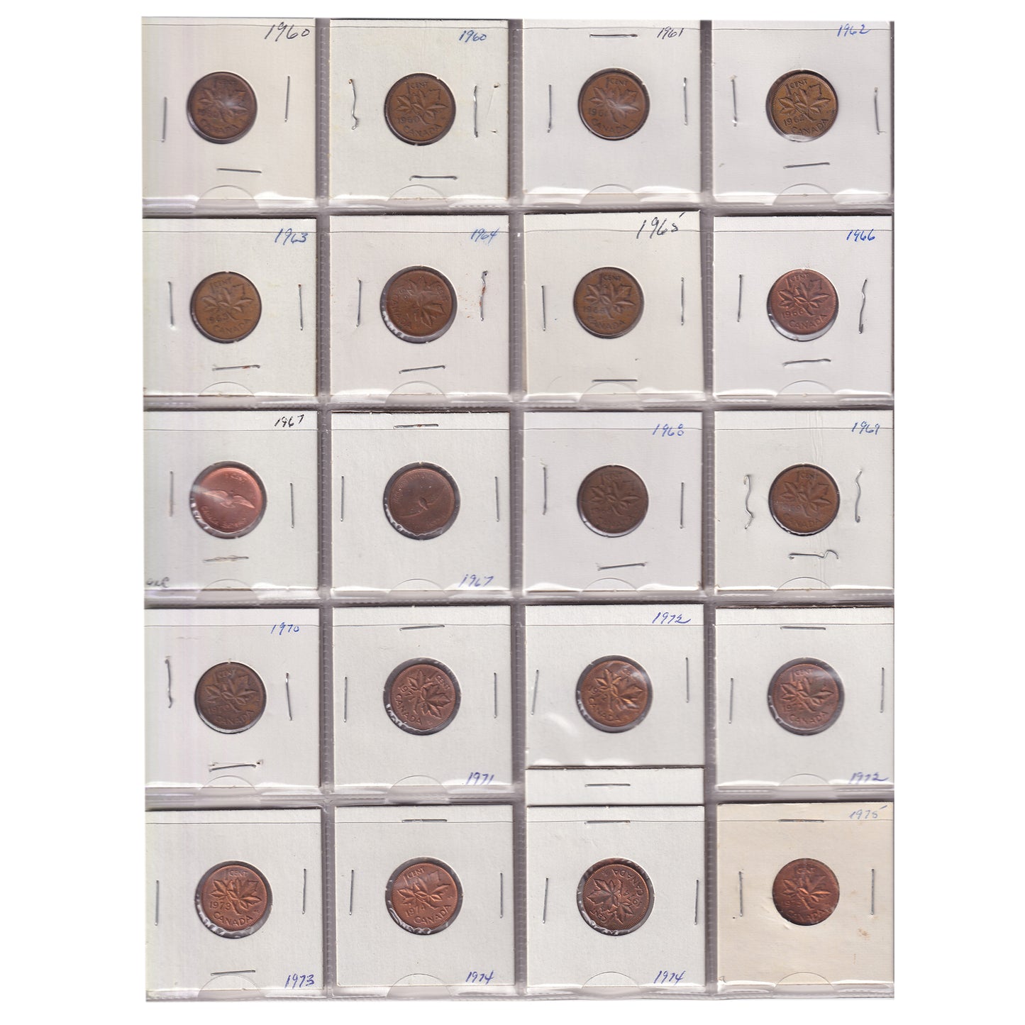 Estate Lot of 187x 1894-2012 Canada 1-cent & 5-cents in Canada Coin Album