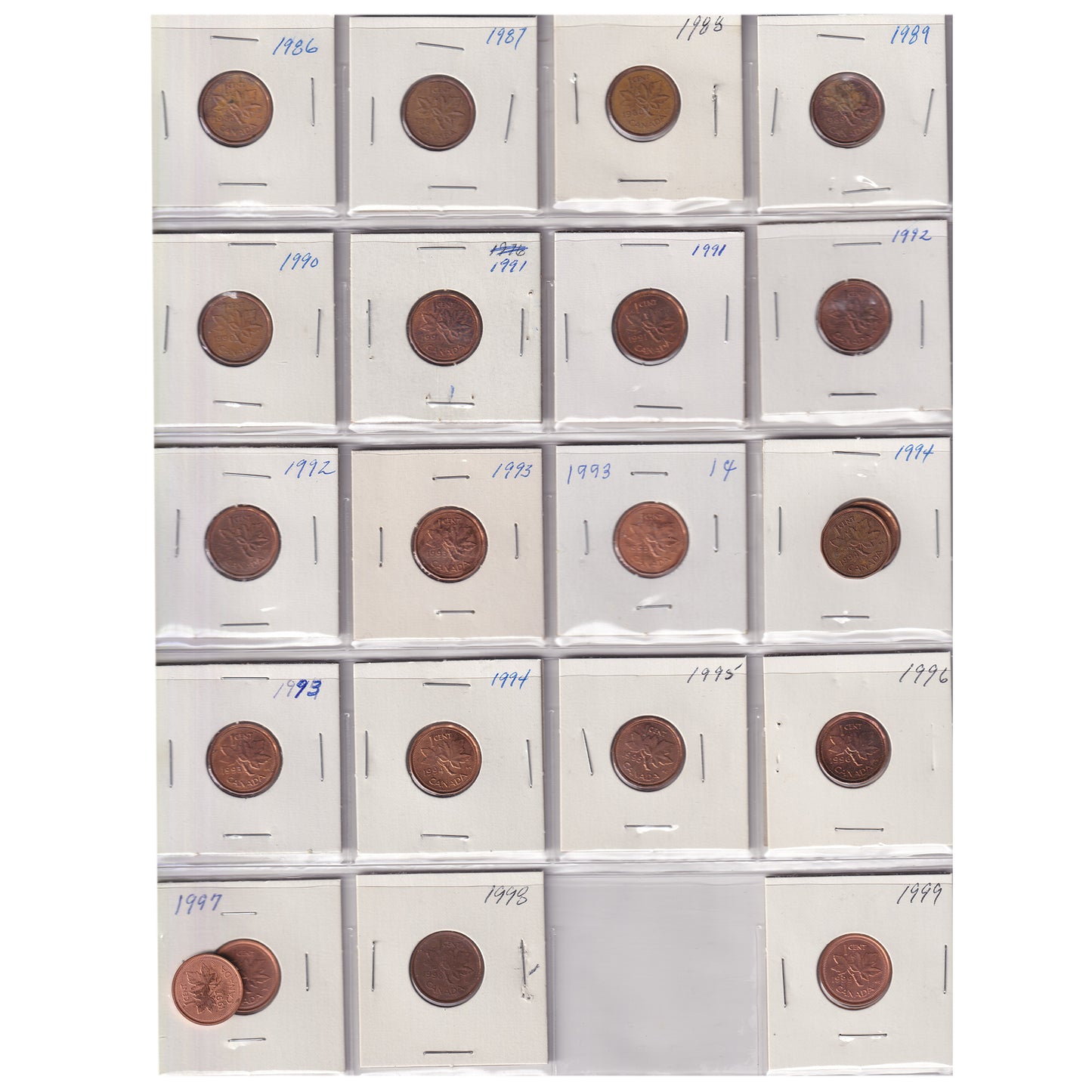 Estate Lot of 187x 1894-2012 Canada 1-cent & 5-cents in Canada Coin Album