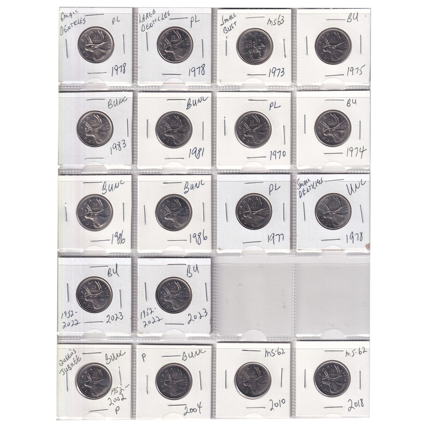 Estate Lot of 201x 1969-2023 Canada 25-cents in Black Binder, Many Special Editions!