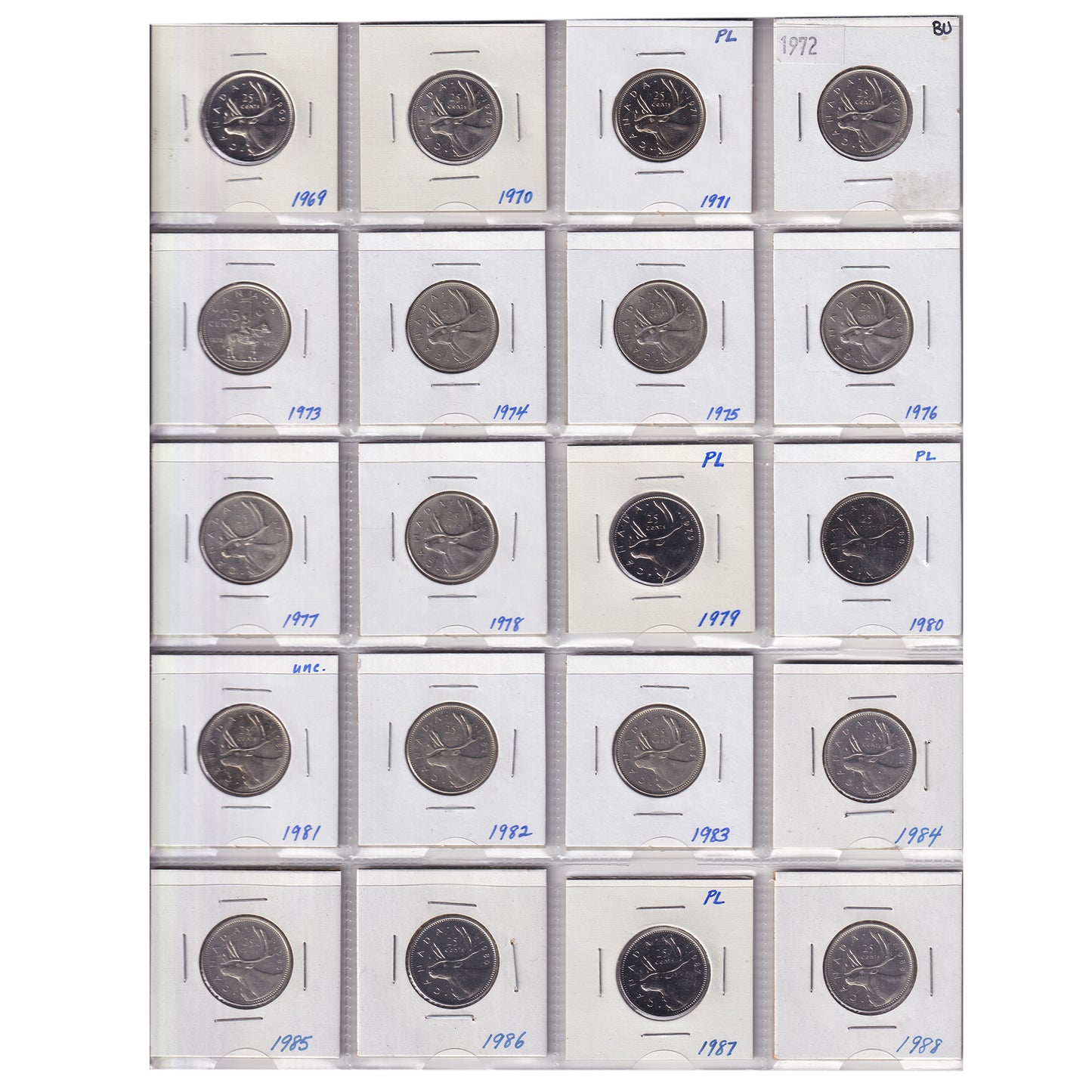 Estate Lot of 201x 1969-2023 Canada 25-cents in Black Binder, Many Special Editions!