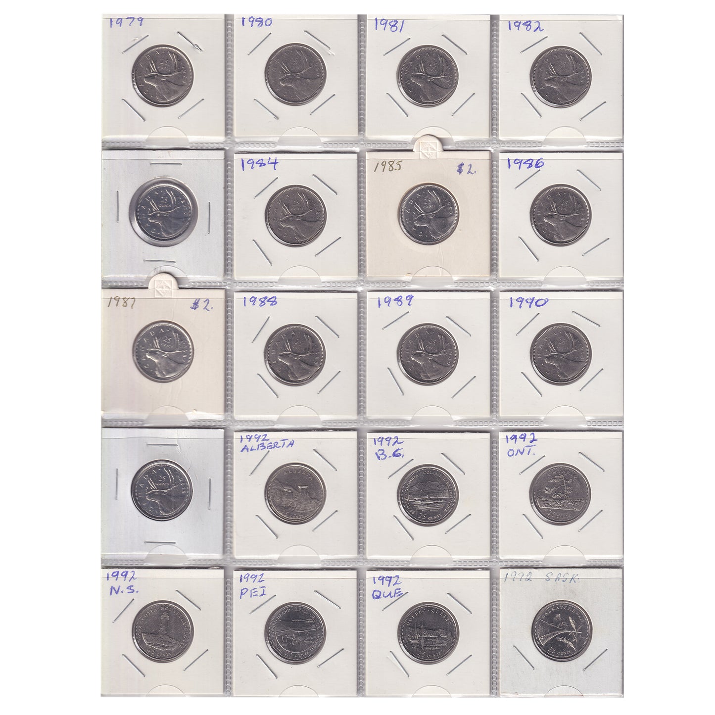 Estate Lot of 201x 1969-2023 Canada 25-cents in Black Binder, Many Special Editions!