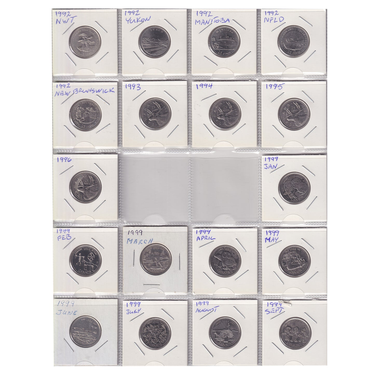 Estate Lot of 201x 1969-2023 Canada 25-cents in Black Binder, Many Special Editions!