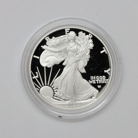 2024 W USA $1 American Eagle Proof 1 oz. .999 Silver with COA in Box (No Tax)