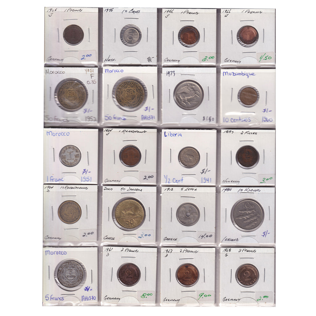 Group Lot of 60x 1897-2007 World Coins, Various Countries & Denominations, 60pcs