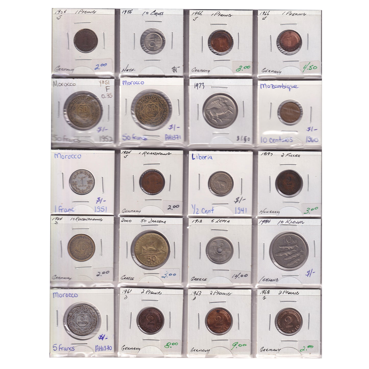 Group Lot of 60x 1897-2007 World Coins, Various Countries & Denominations, 60pcs
