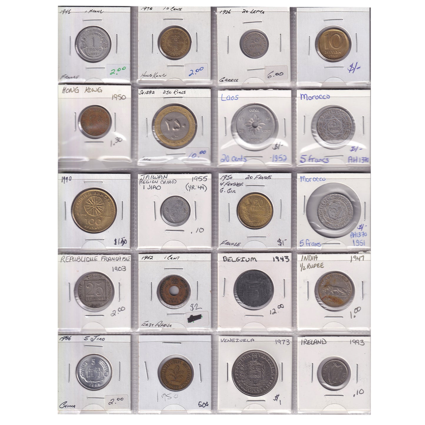 Group Lot of 60x 1897-2007 World Coins, Various Countries & Denominations, 60pcs