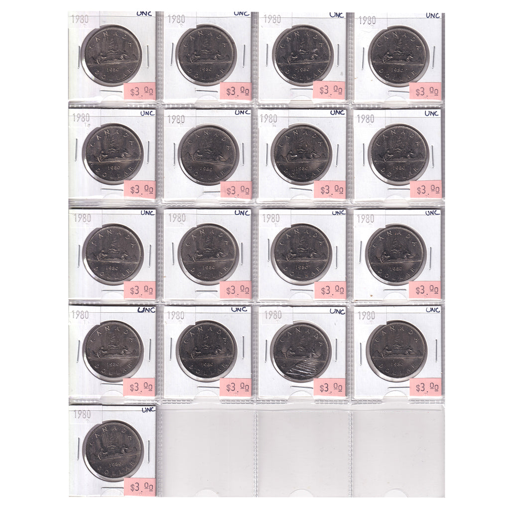 Group Lot of 36x 1980 & 1982 Canada Nickel Dollars, All UNC, 36pcs