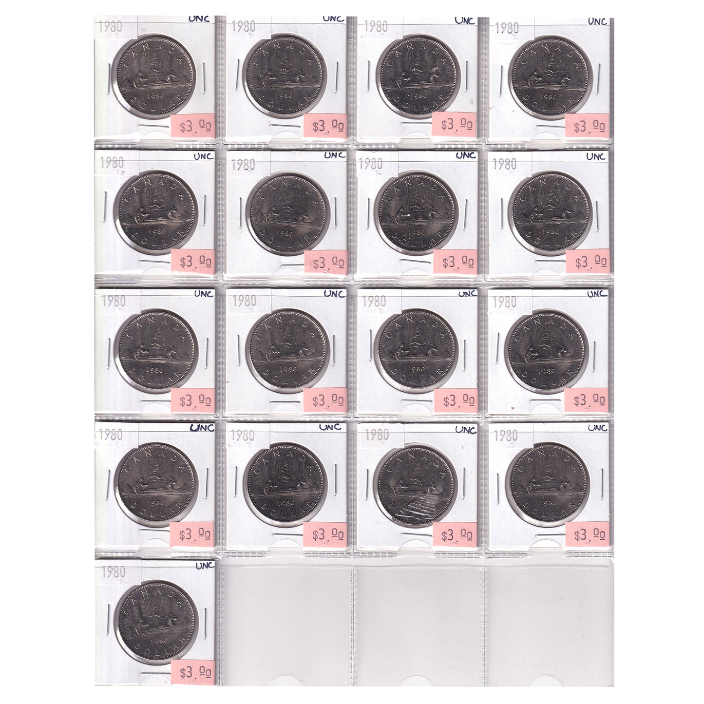 Group Lot of 36x 1980 & 1982 Canada Nickel Dollars, All UNC, 36pcs