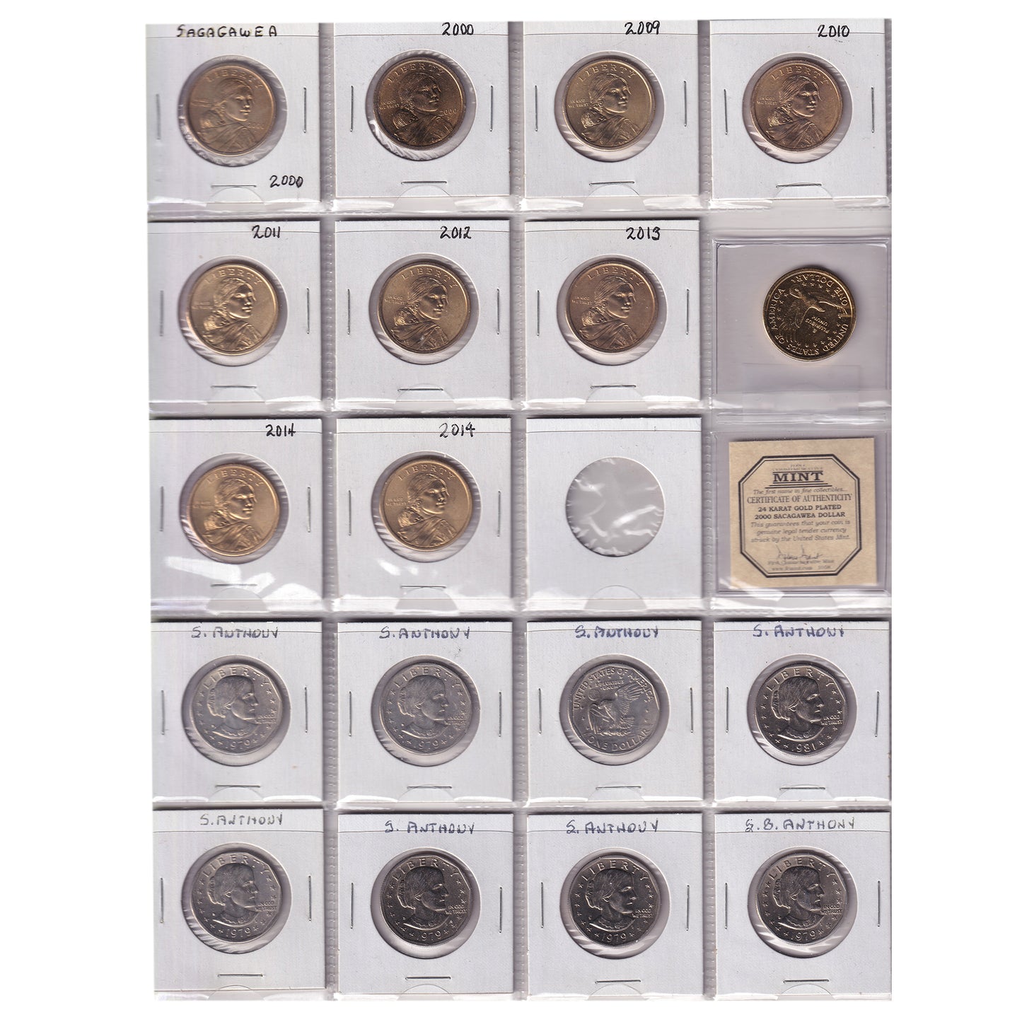 Group Lot of 56x USA Presidential, Susan B. Anthony, & Sacagawea Dollars, 56pcs