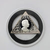 2009 Isle of Man Tutankhamun Sand Fine Silver Pyramid Coin in Case (No Tax) light wear