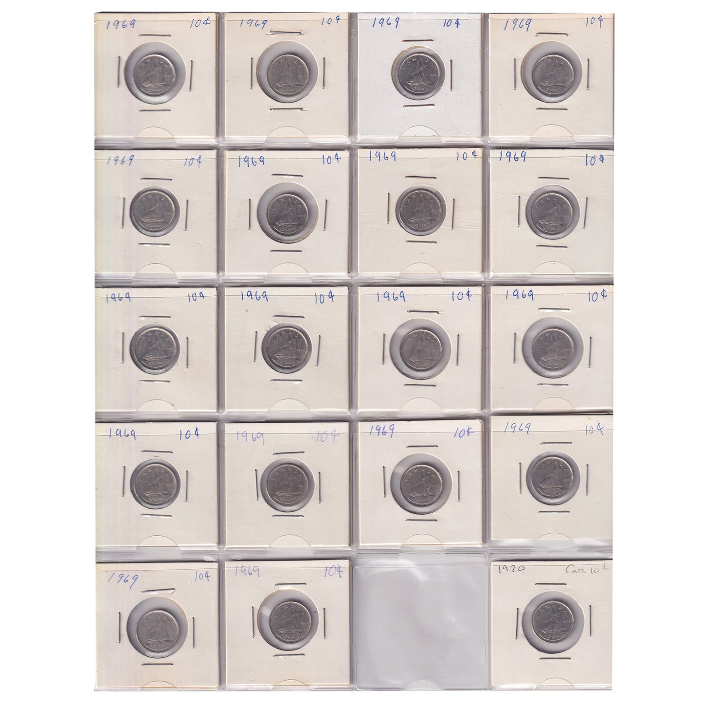 Estate Lot of 210x 1968-2021 Canada 10-cents in White Binder