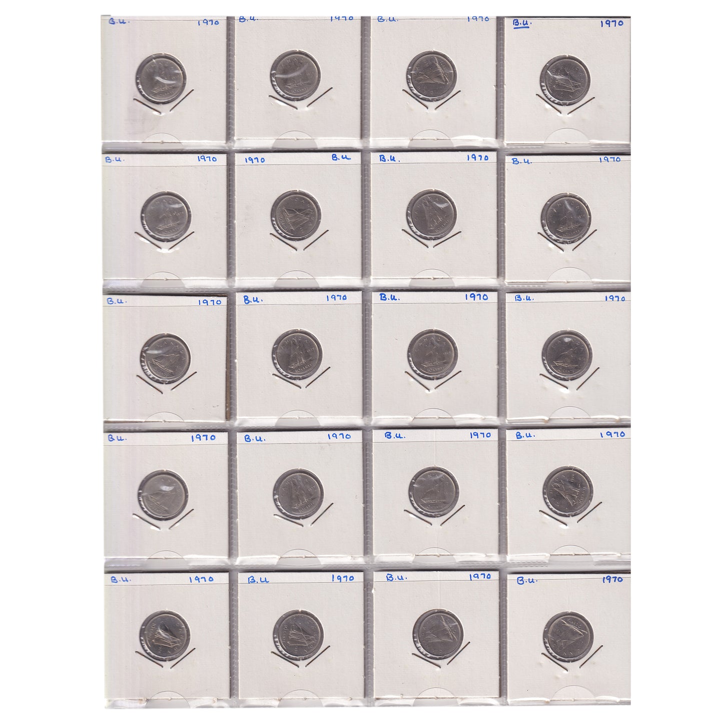 Estate Lot of 210x 1968-2021 Canada 10-cents in White Binder