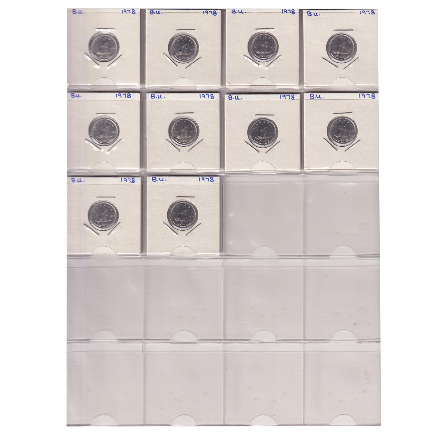 Estate Lot of 210x 1968-2021 Canada 10-cents in White Binder