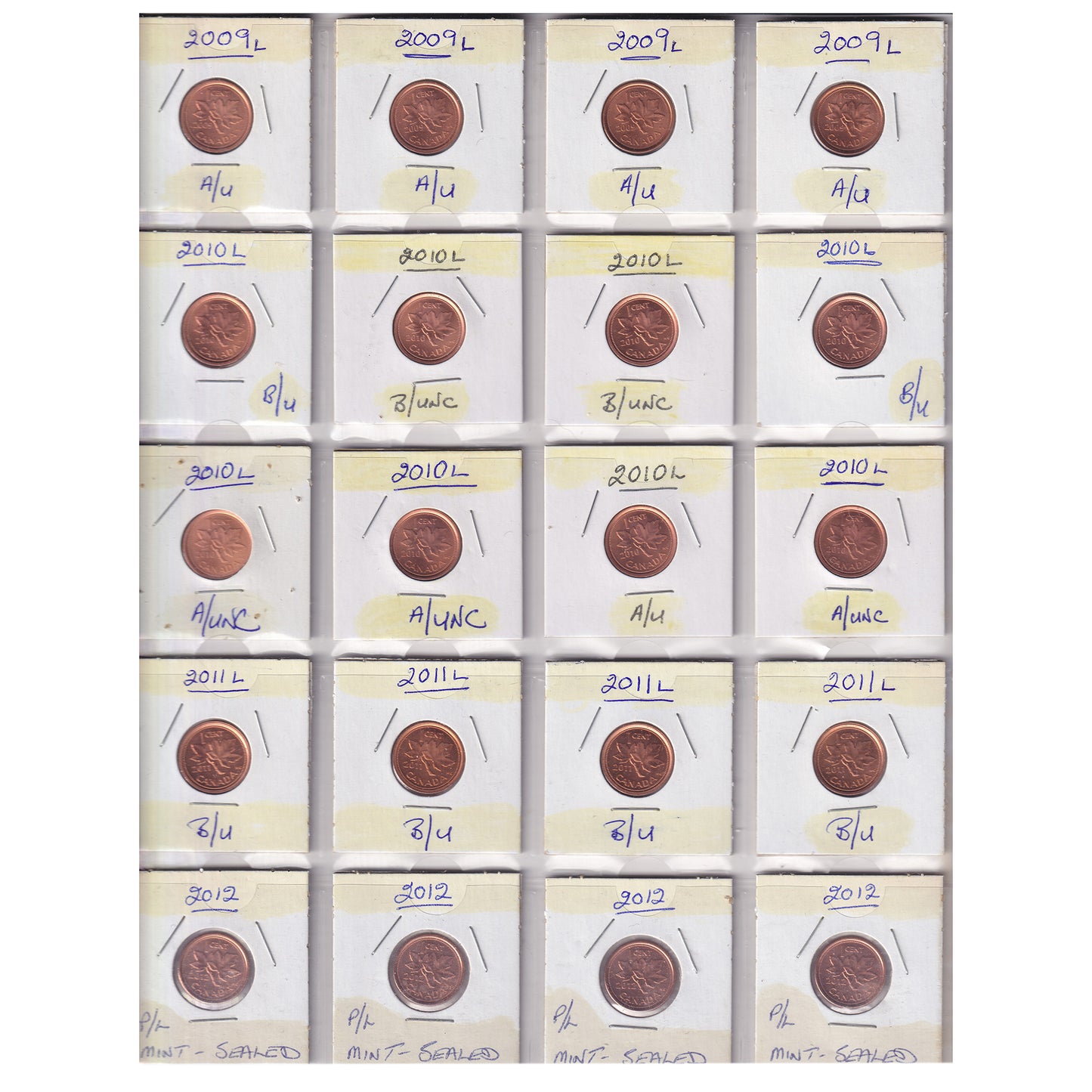 Estate Lot of 182x 1900-2012 Canada 1-cents in Black Binder